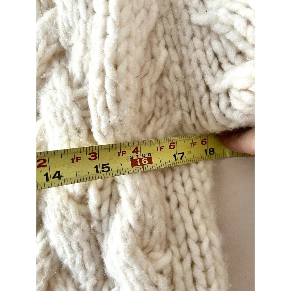 Zara Chunky Cable Knit Cropped Cream Ivory Sweater Size S Cozy Cottagecore - Picture 5 of 6